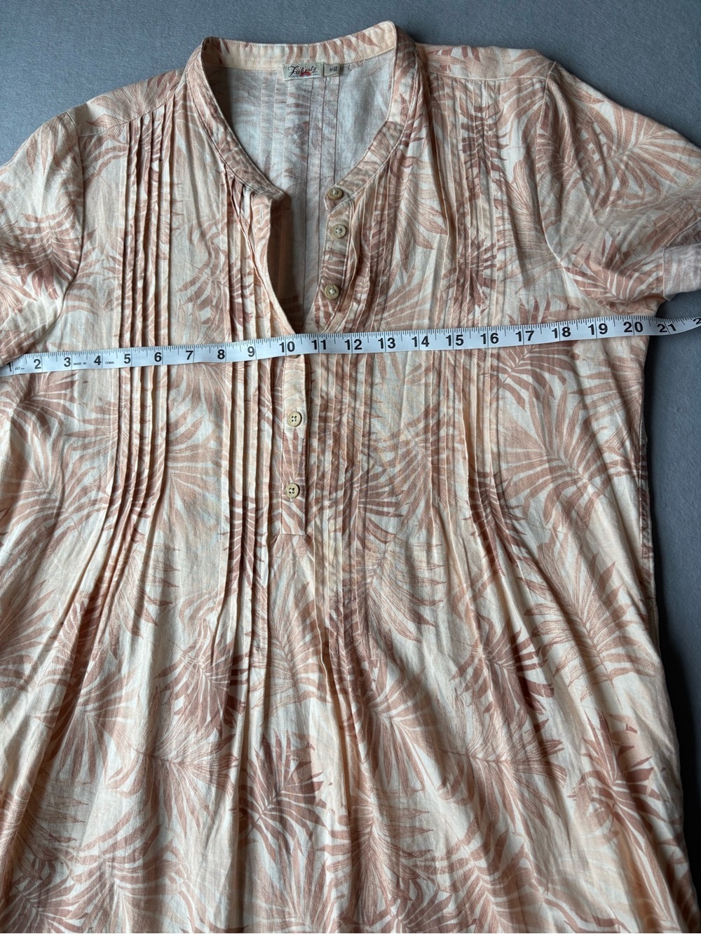Faherty Gemina Dress Peach Tropical Palms Womens Linen Blend Sz M Beach Vacation - Picture 10 of 11